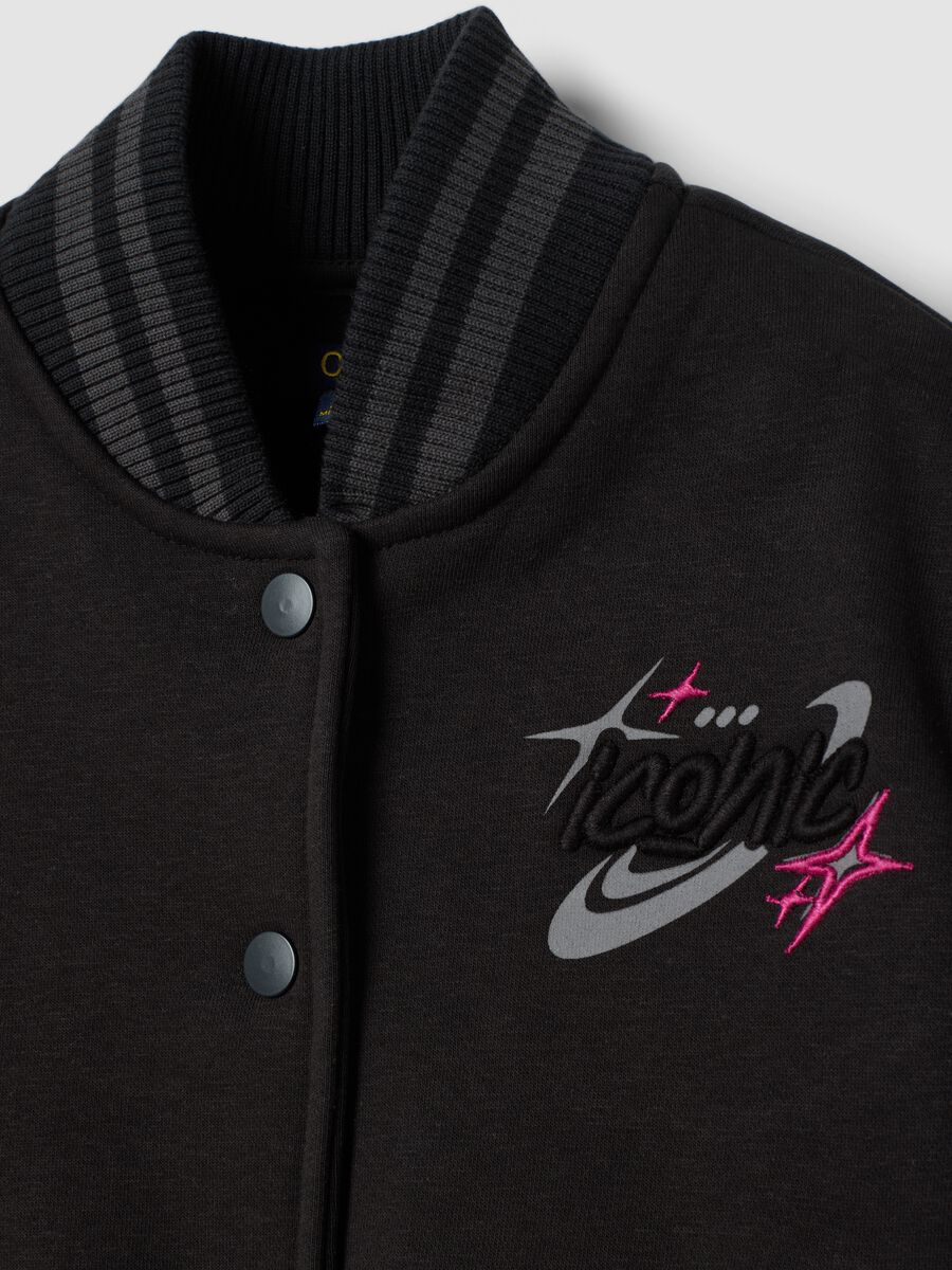 Black and grey cotton-blend varsity jacket, regular fit_2