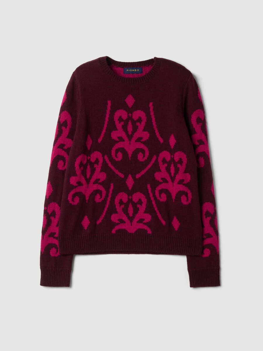 Red and pink jacquard wool-blend crew-neck jumper_0