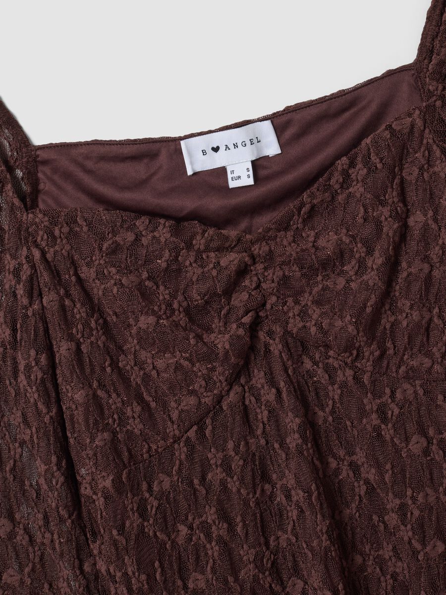 Brown stretch-fabric dress with deep V-neck, regular fit_1