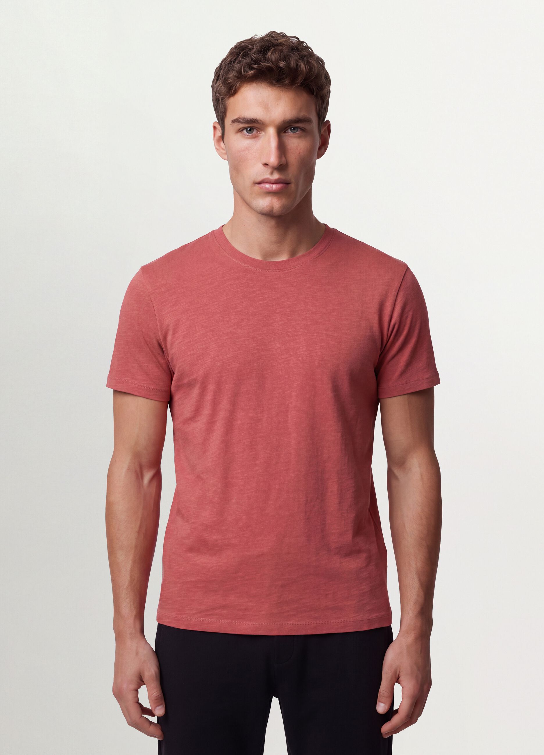 Pink pure cotton regular-fit short-sleeve T-shirt
