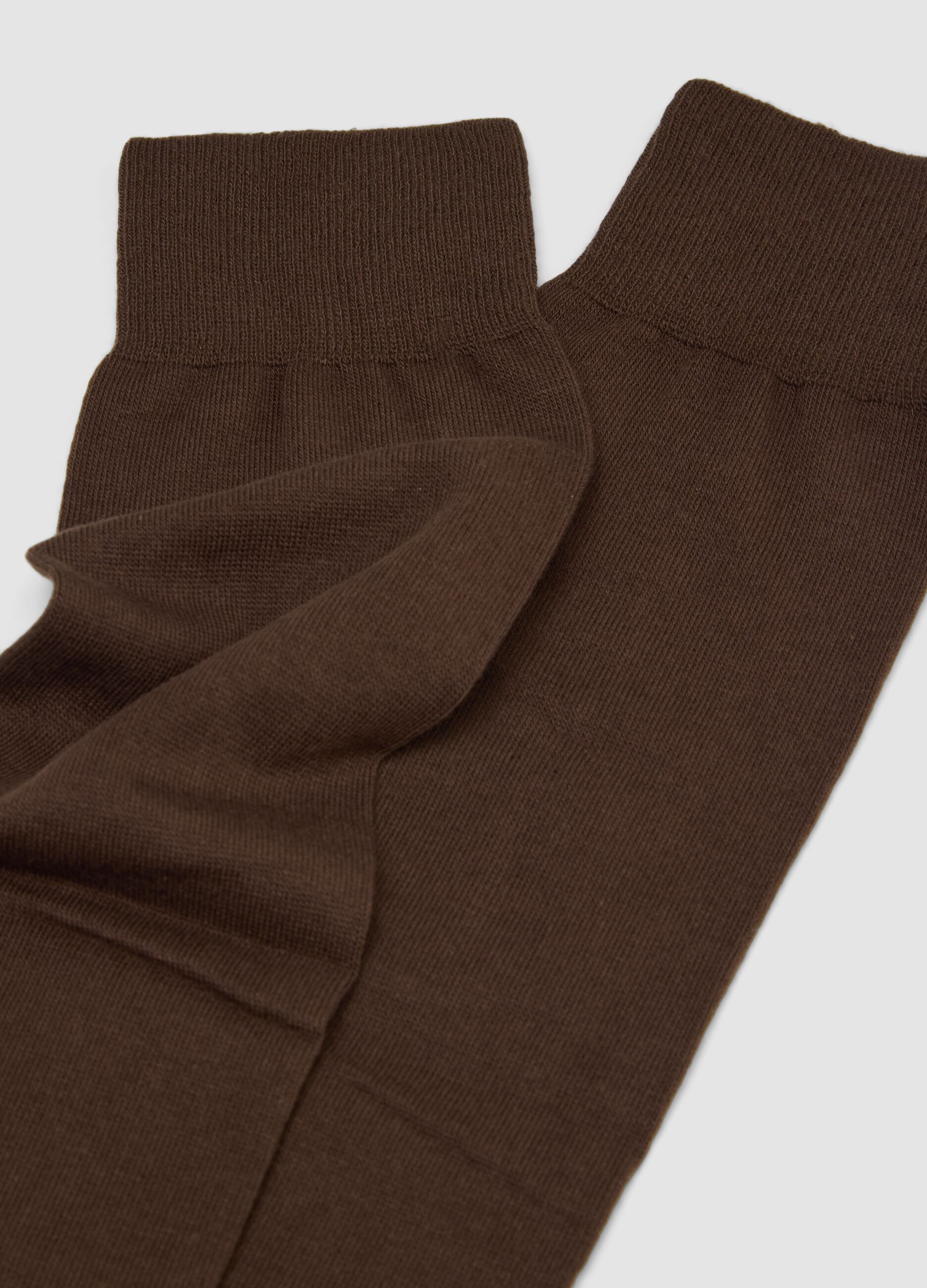 Brown long socks in stretch cotton