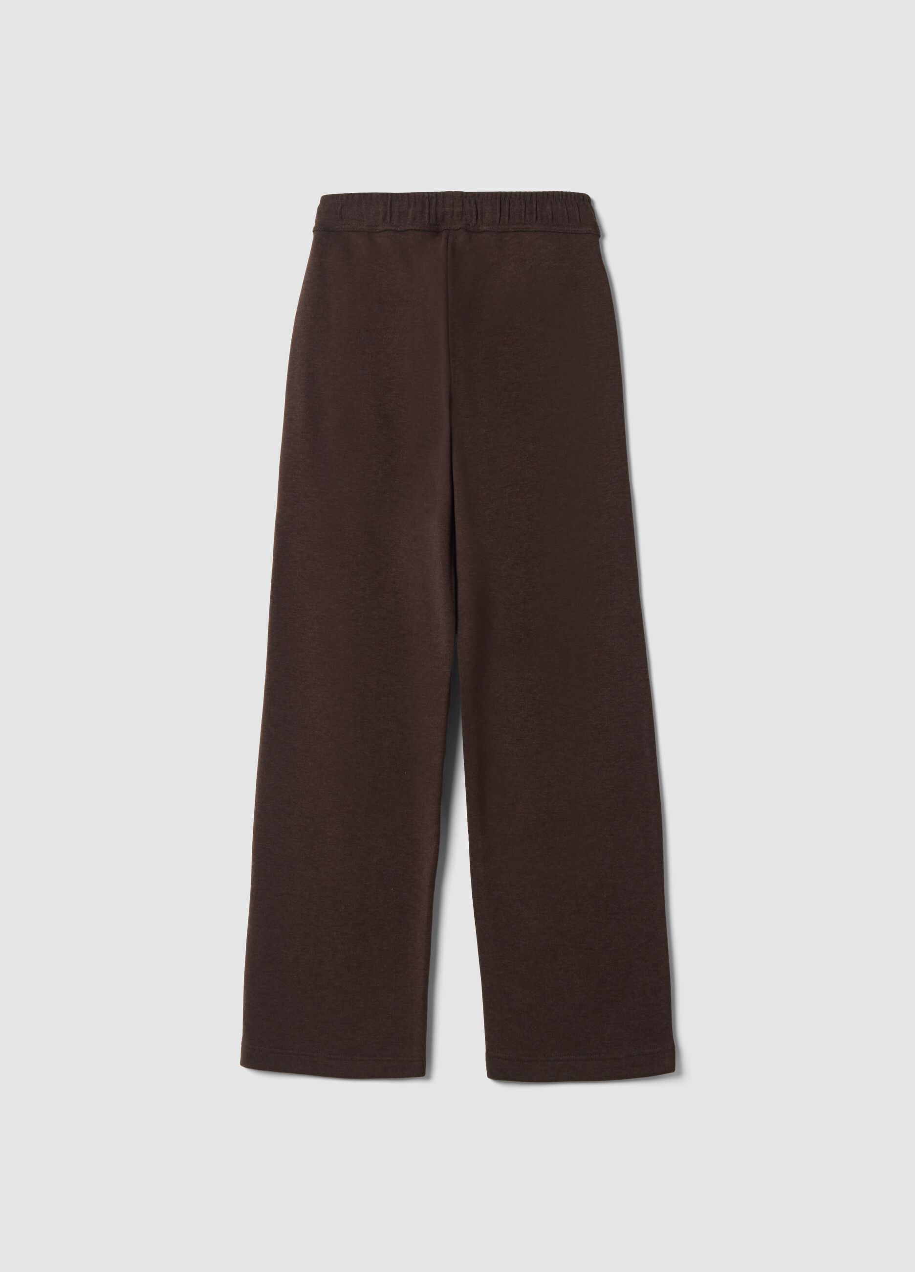 Brown cotton-blend joggers with drawstring, regular fit