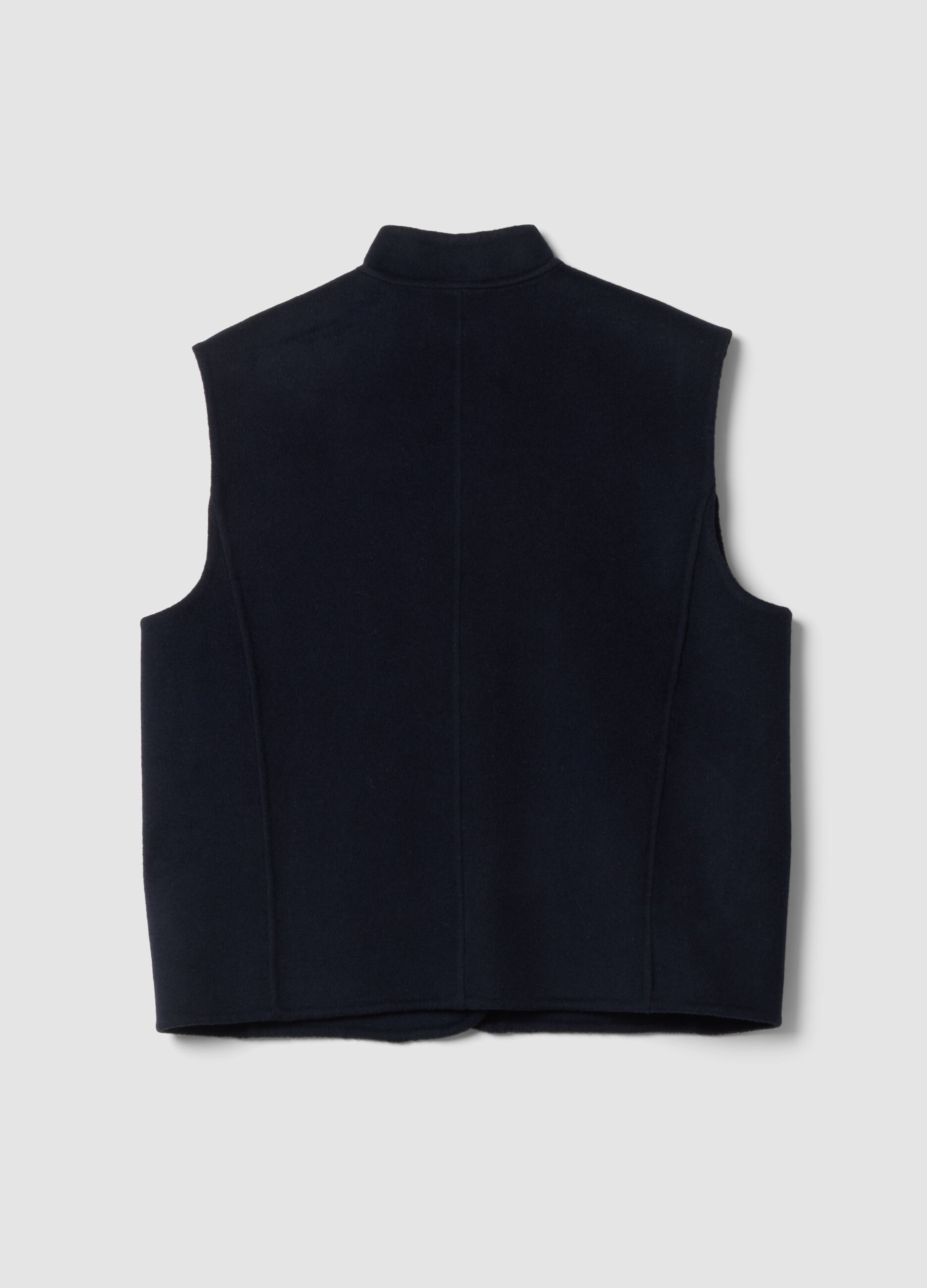 Blue wool-viscose blend gilet with patch pockets