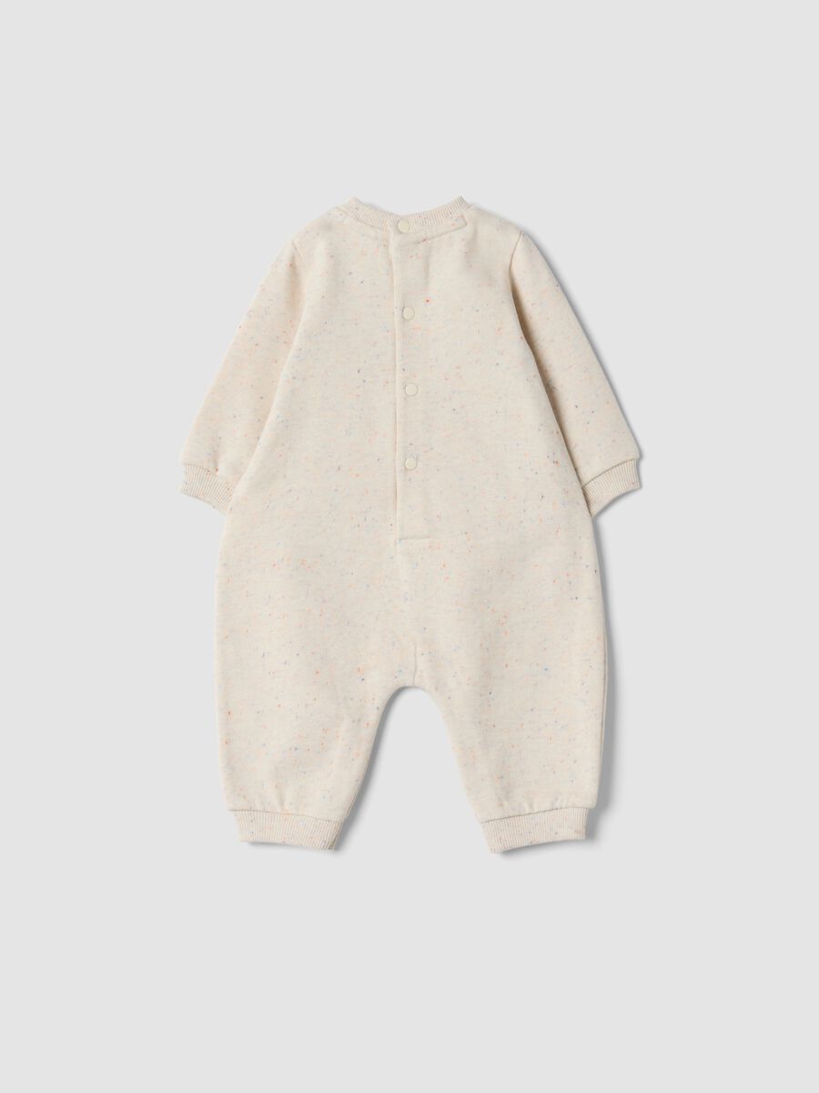 Beige organic cotton-blend babygrow with poppers_1