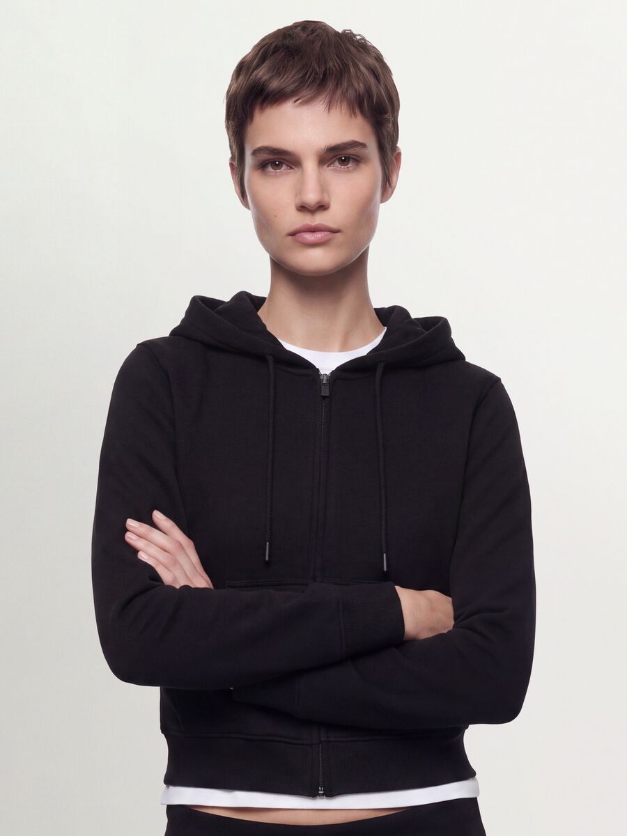 Black cotton-blend regular-fit hoodie_2