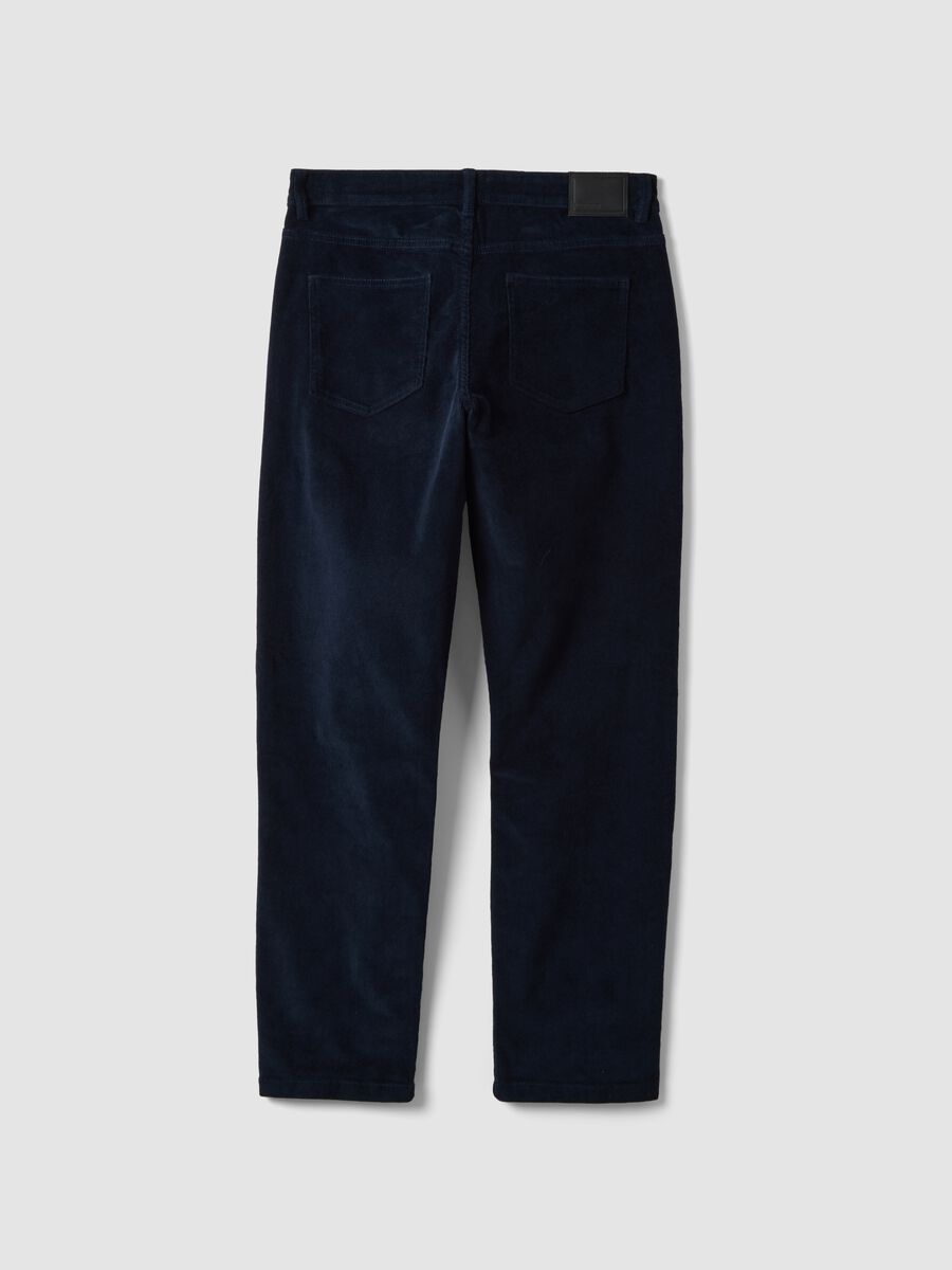 Blue slim-fit ribbed stretch-cotton trousers_2