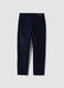 Pantaloni blu in cotone elasticizzato a coste slim fit_2
