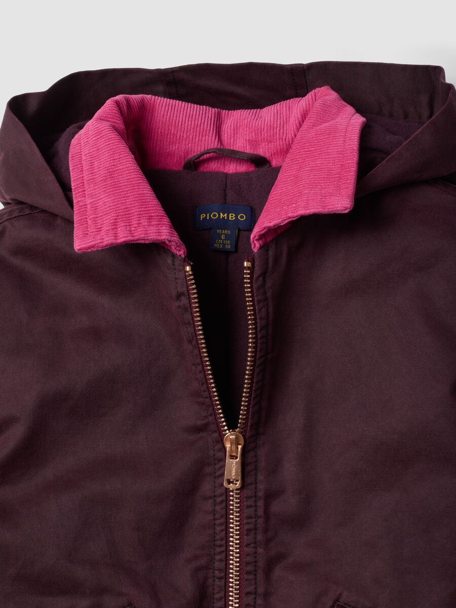 Purple padded cotton-blend hooded jacket_4