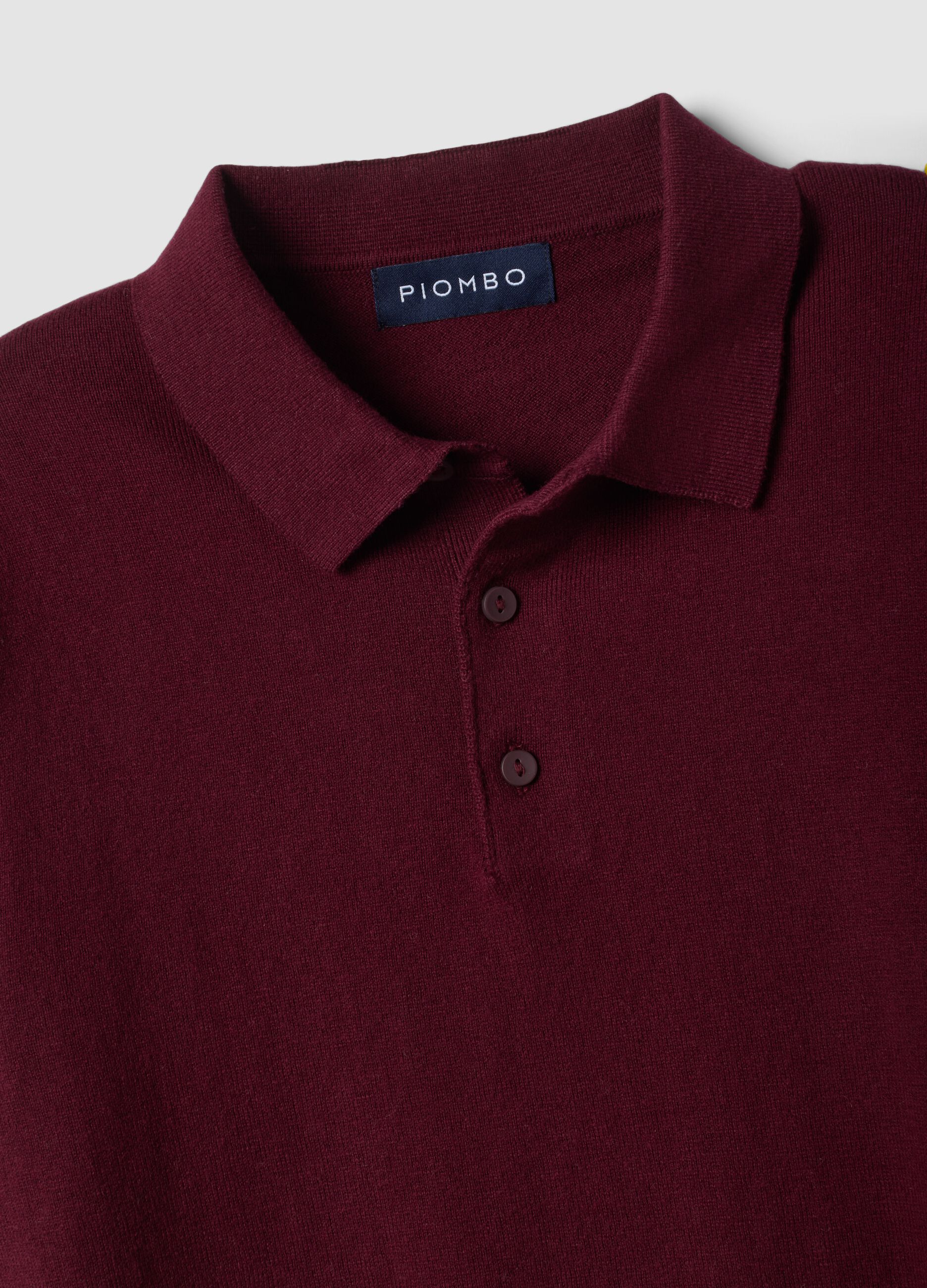Polo rossa in misto cotone e cashmere a maniche lunghe regular fit