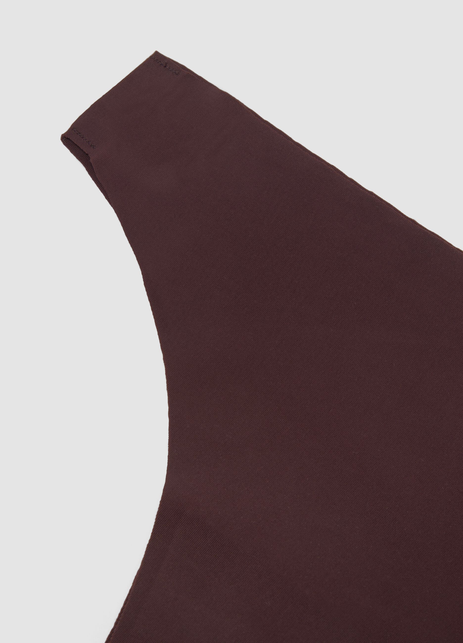 Slip brasiliana marrone in tessuto elasticizzato