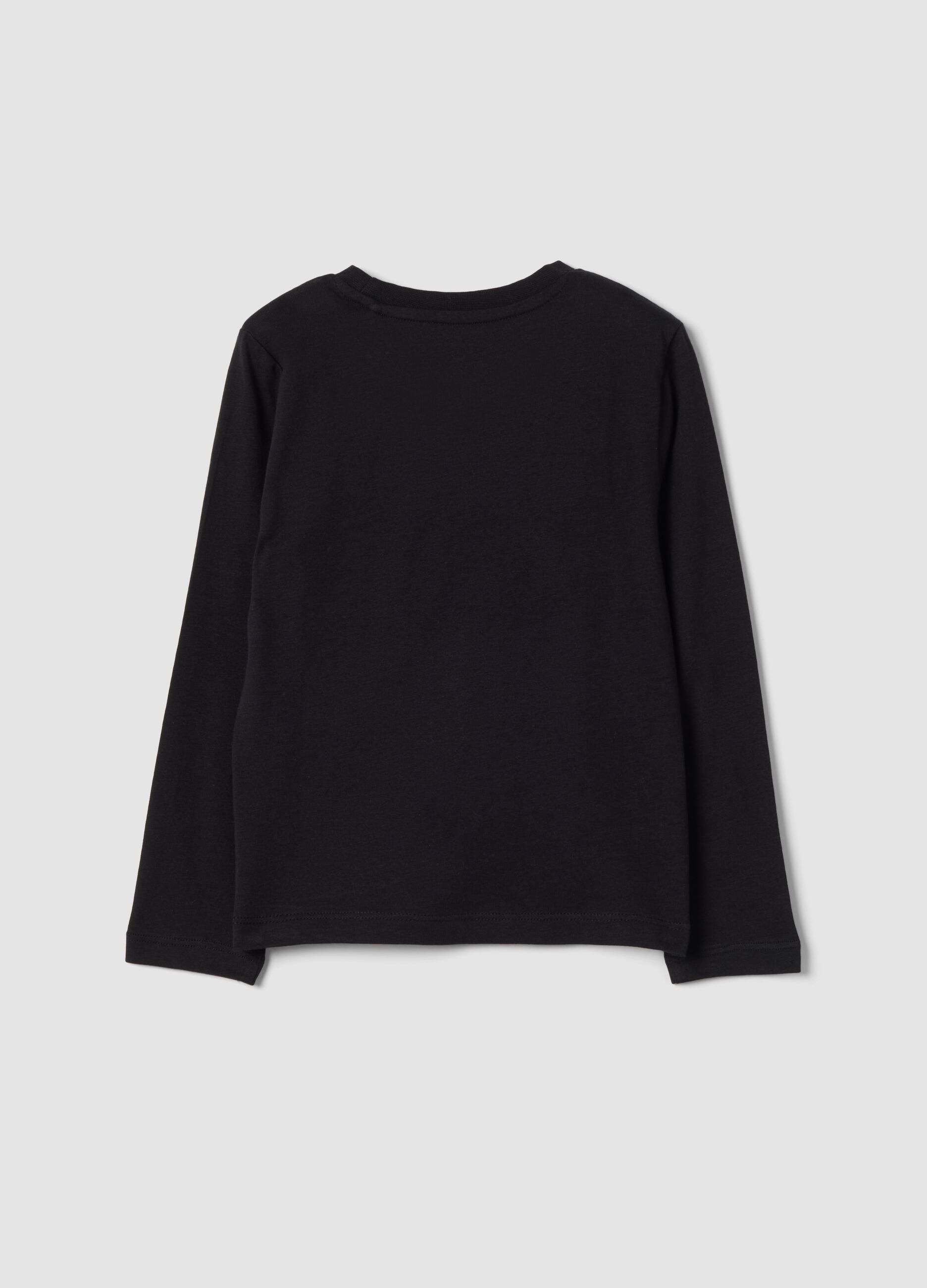 Black crew-neck T-shirt in pure organic cotton