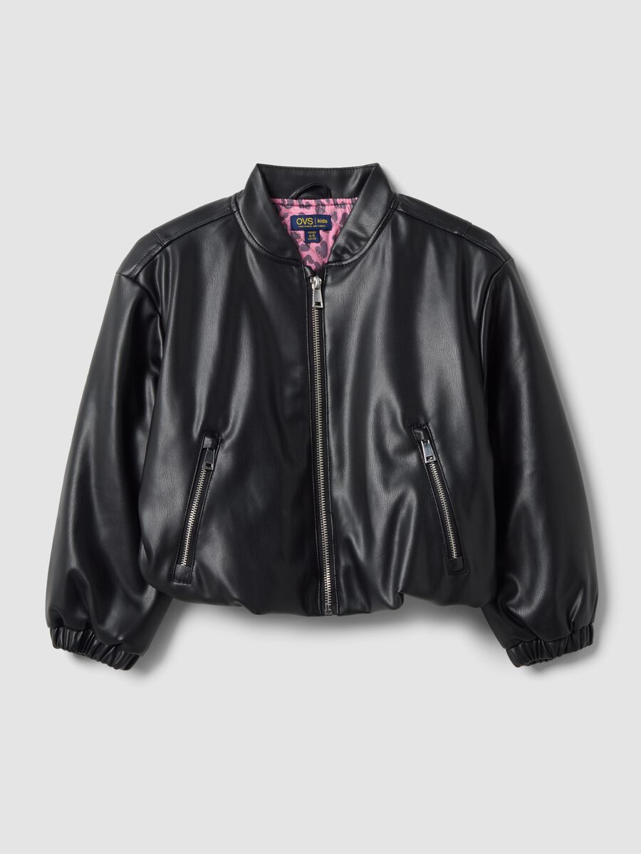 Black zip-up jacket, regular fit, for girls_4