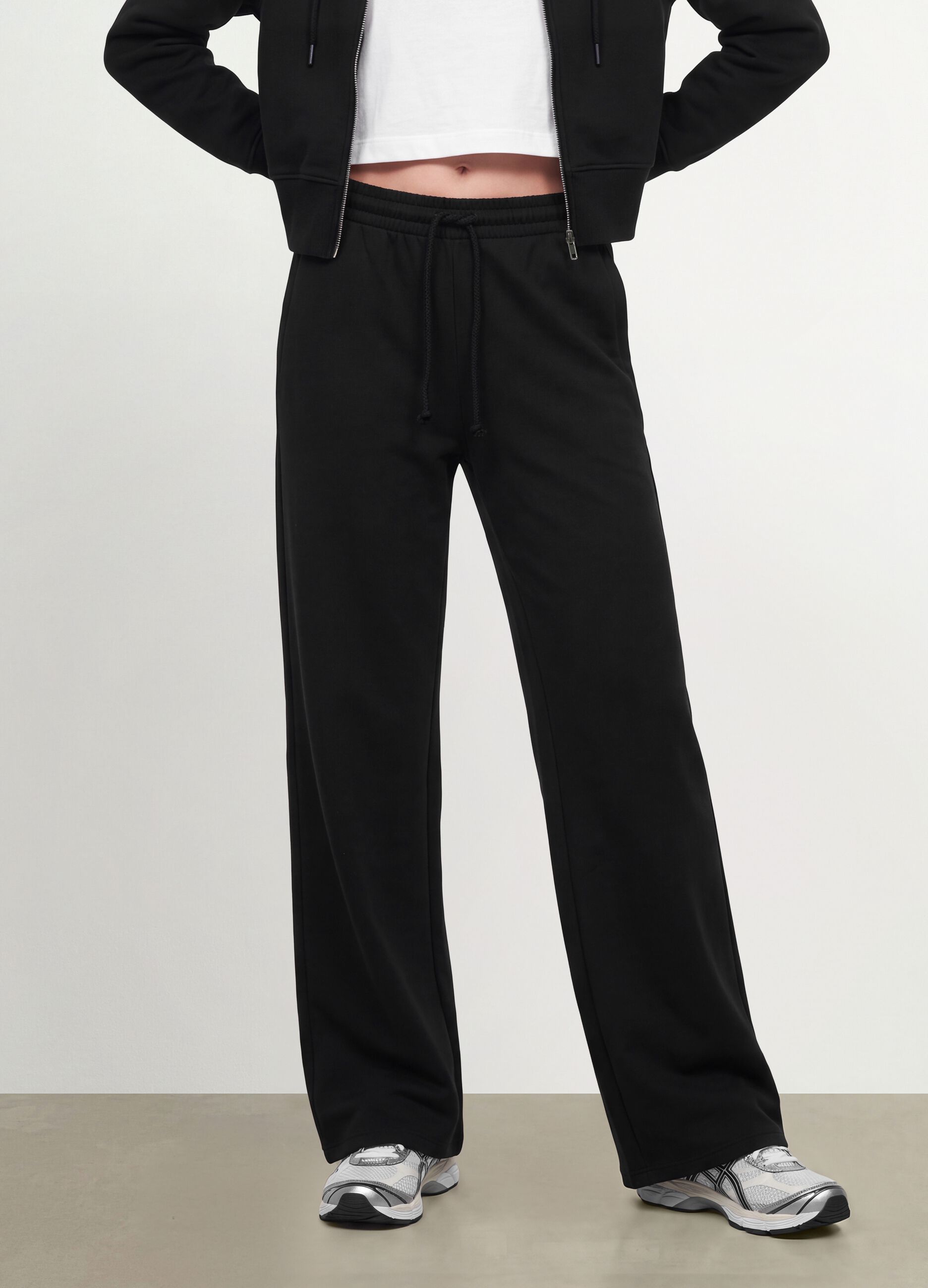 Black baggy-fit pure cotton jogger trousers