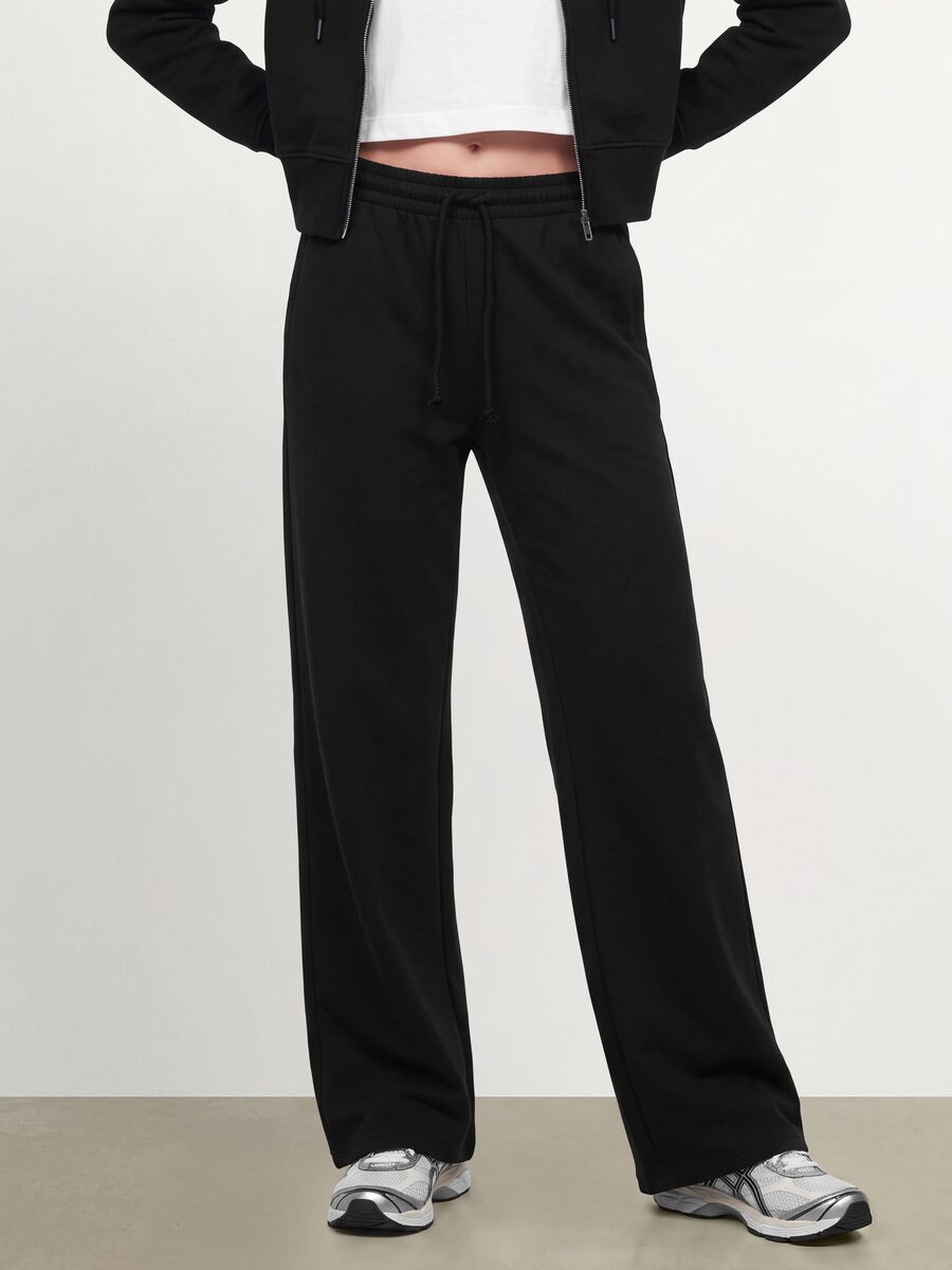 Black baggy-fit pure cotton jogger trousers_1