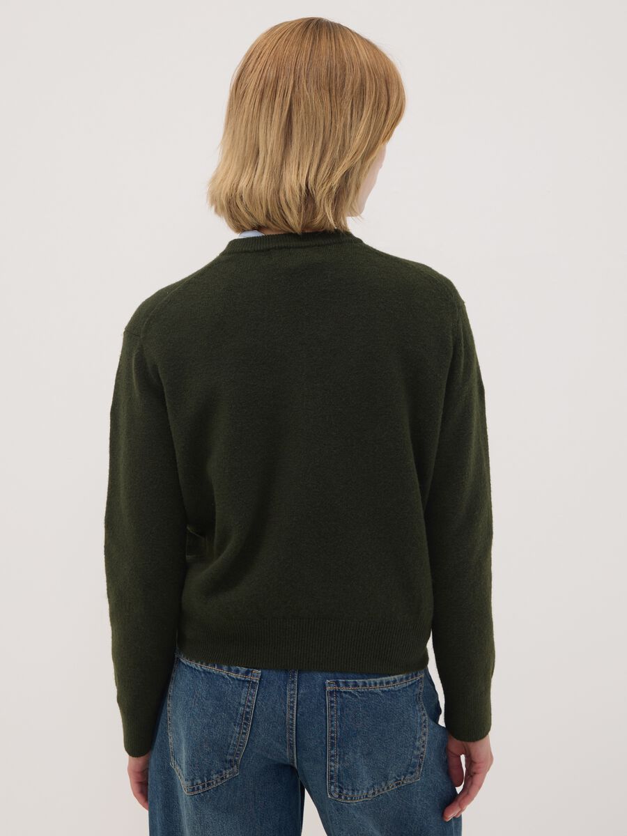 Maglia verde in lana elasticizzata a girocollo_3