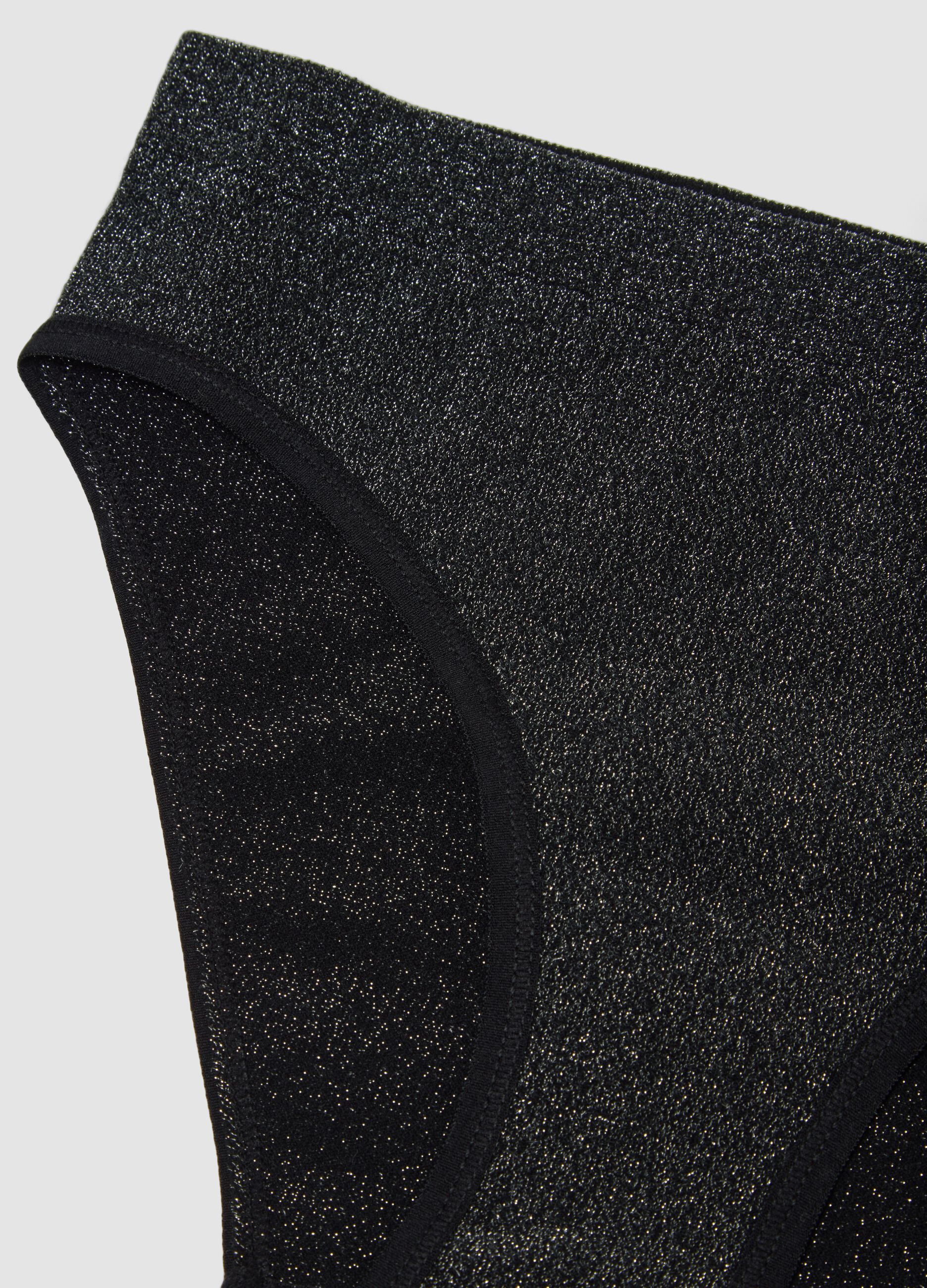 Black organic cotton regular-waist briefs with Lurex