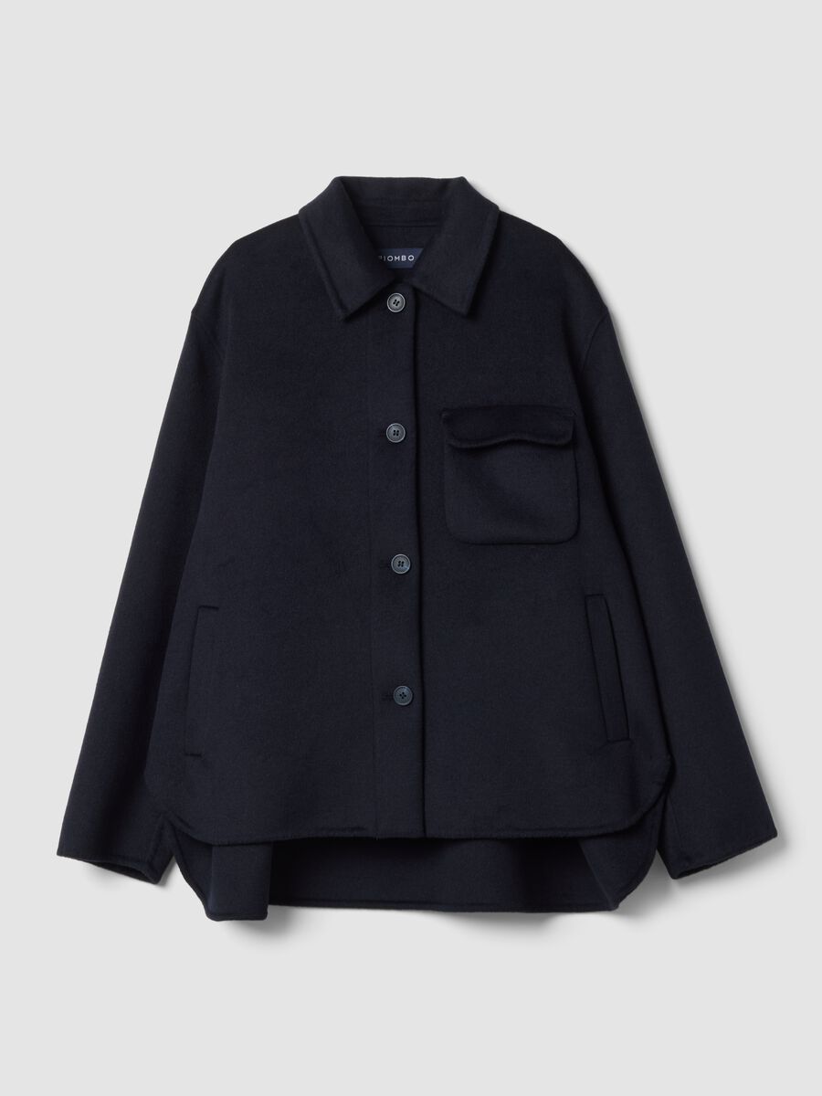 Blue wool-viscose blend over-fit coat with buttons_0