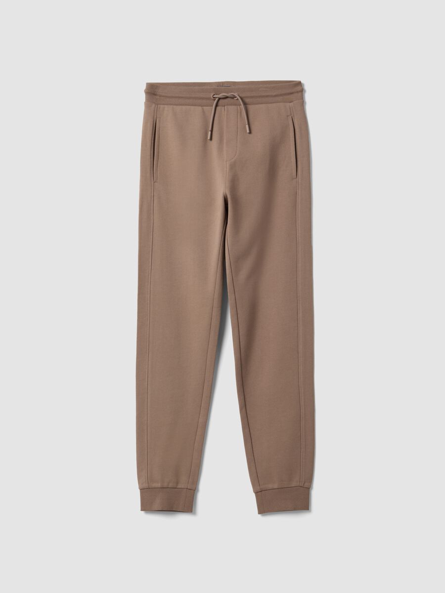 Beige organic cotton jogger trousers_4