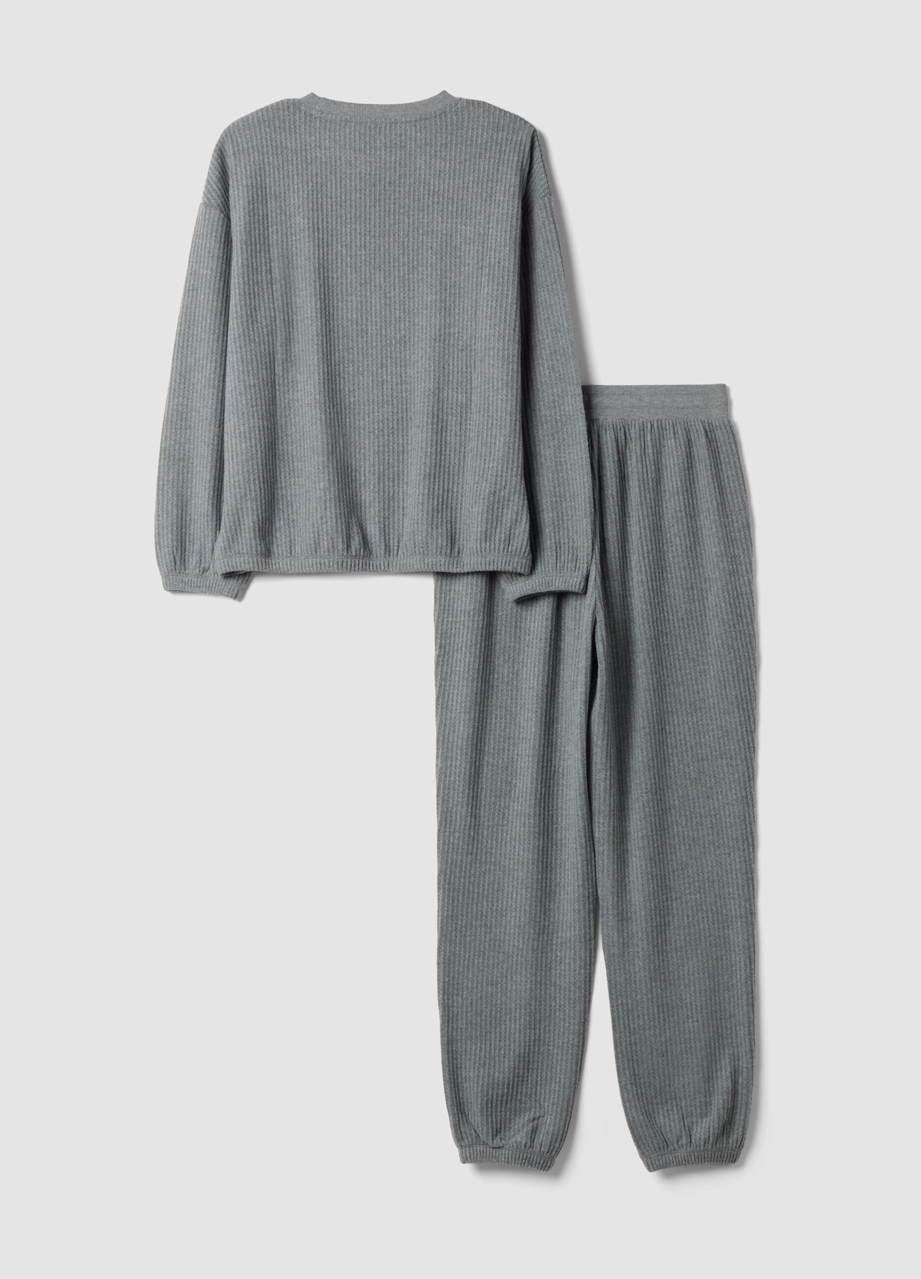 Pigiama grigio in jersey di viscosa elasticizzata regular fit
