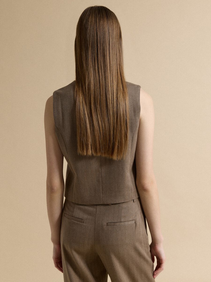 Brown stretch viscose regular-fit waistcoat_3