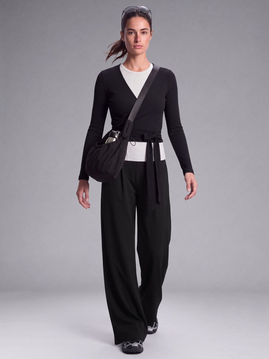 Pantaloni sportivi neri in tessuto elasticizzato wide leg ALTAVIA STUDIO ALTAVIA STUDIO_0