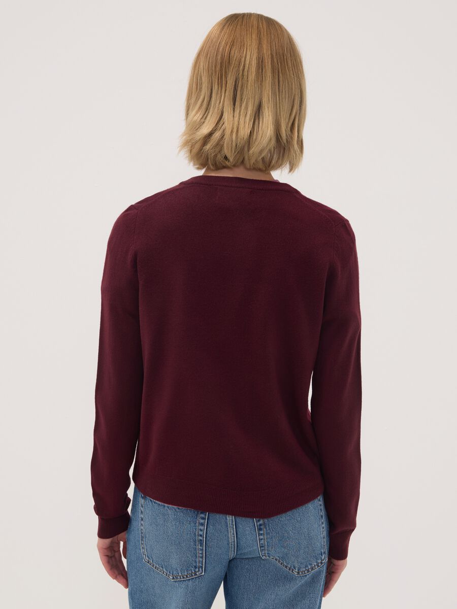 Purple crew-neck regular-fit cardigan with buttons_3