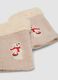 Beige knitted gloves with teddy-effect cuff and embroidery_2