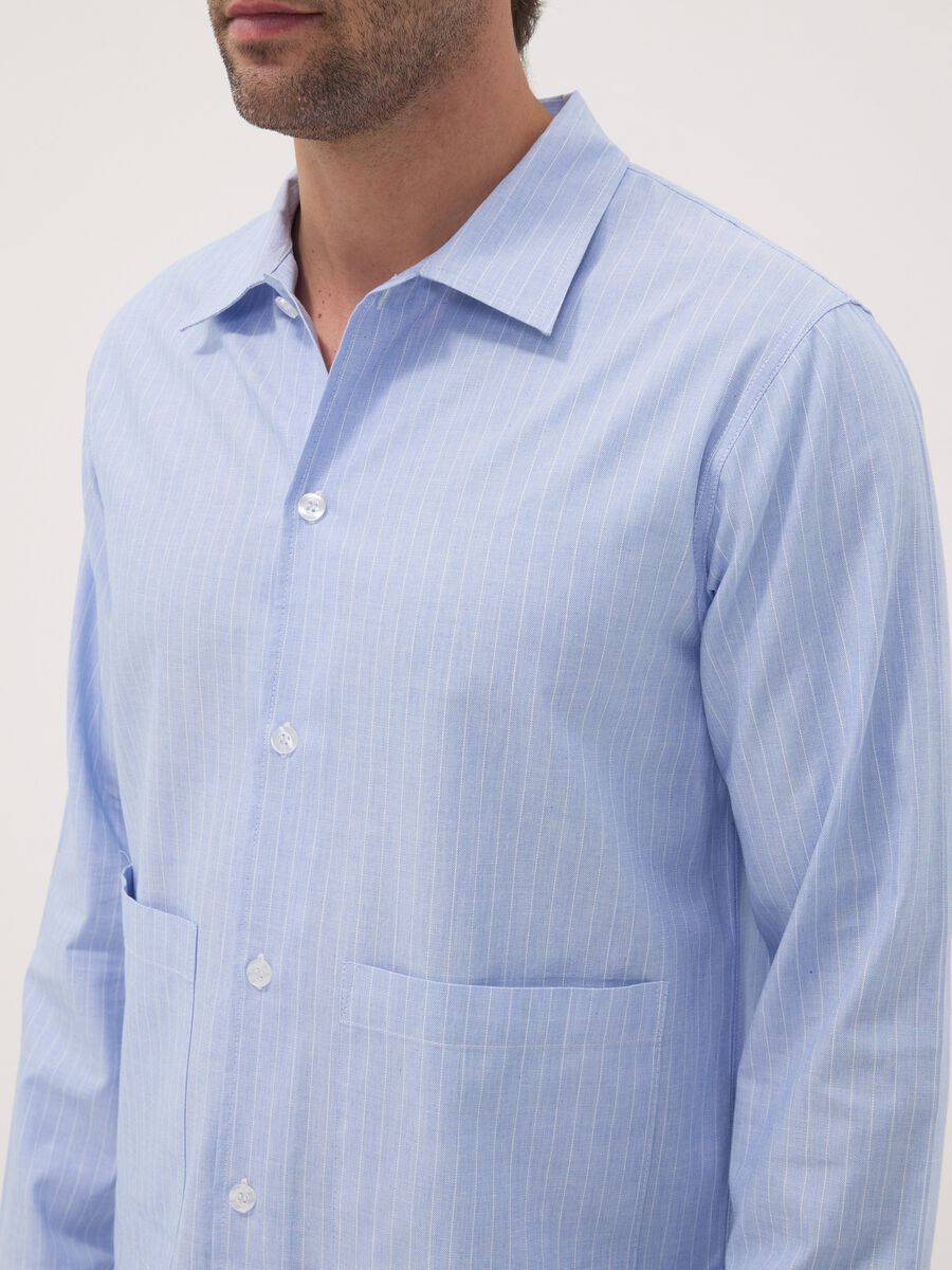 Blue striped pyjamas in pure organic cotton with collar_3