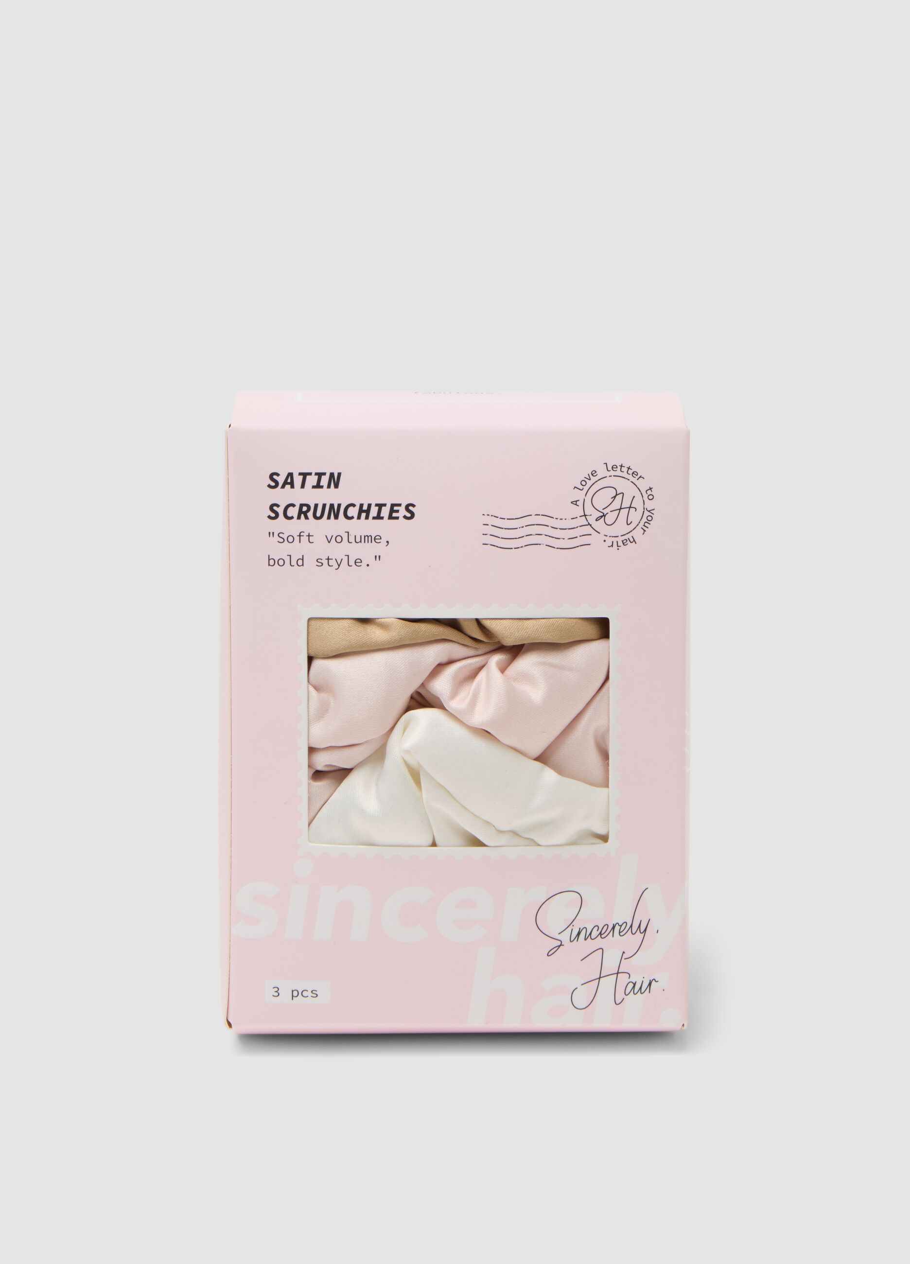 SINCERELY HAIR ربطات شعر ساتان (3 قطع) وردي&ndash;موكا&ndash;أبيض