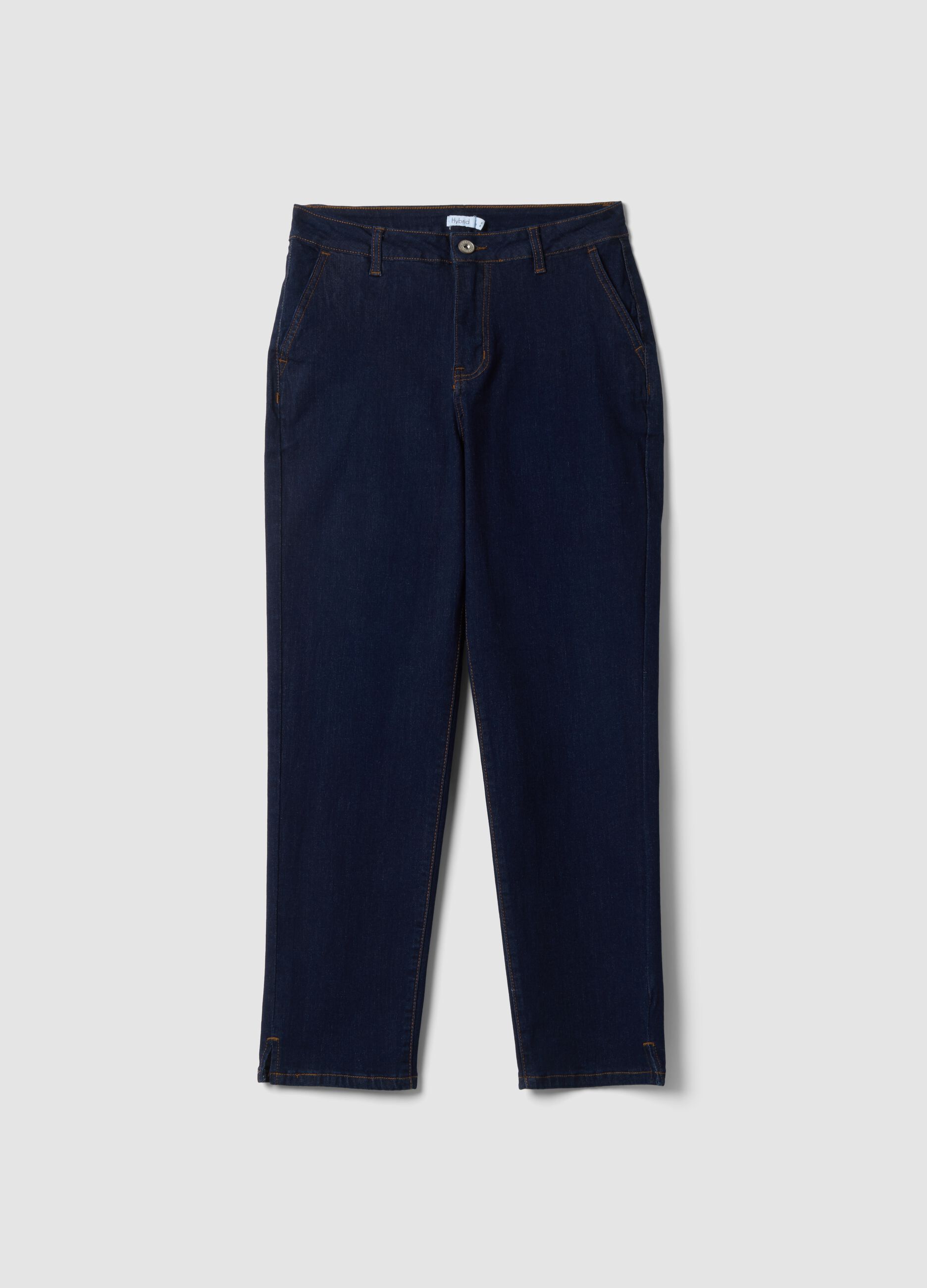 Regular-fit stretch cotton denim trousers