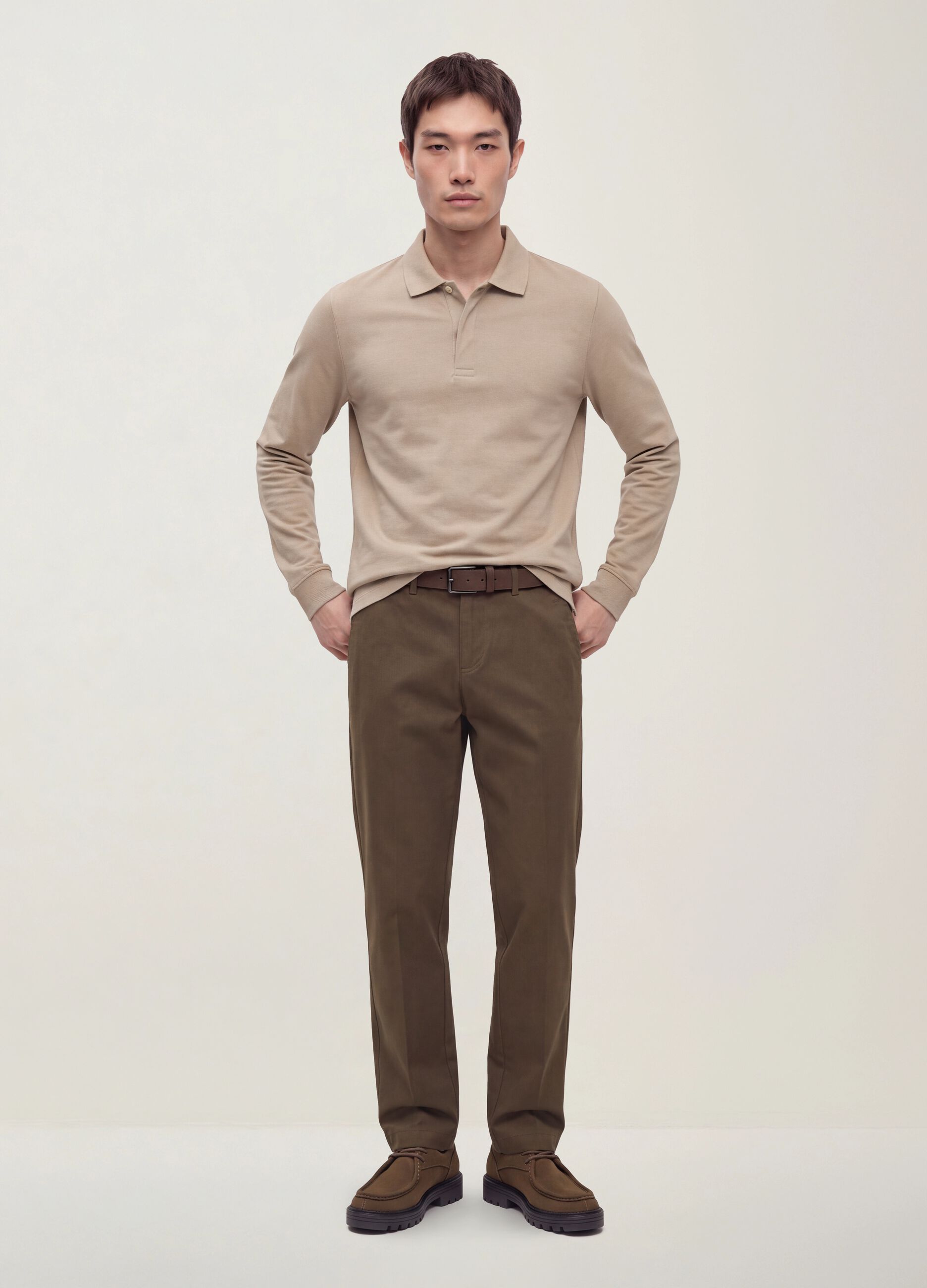 Brown slim-fit stretch-twill chinos