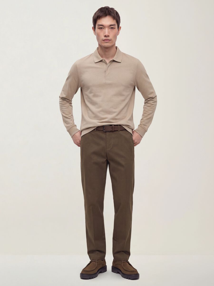 Brown slim-fit stretch-twill chinos_0