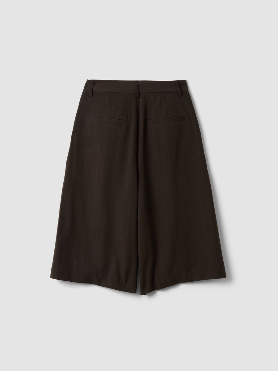 Brown stretch-viscose wide-leg Bermuda shorts_1