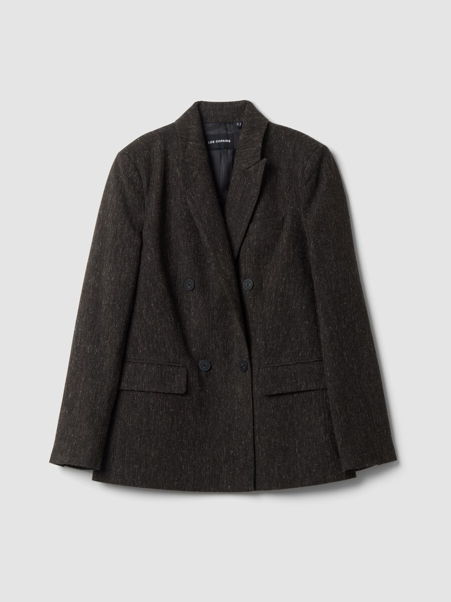 Brown wool and viscose-blend blazer_0