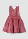 Pink pure cotton dress with ribbed square neckline, regular fit_0