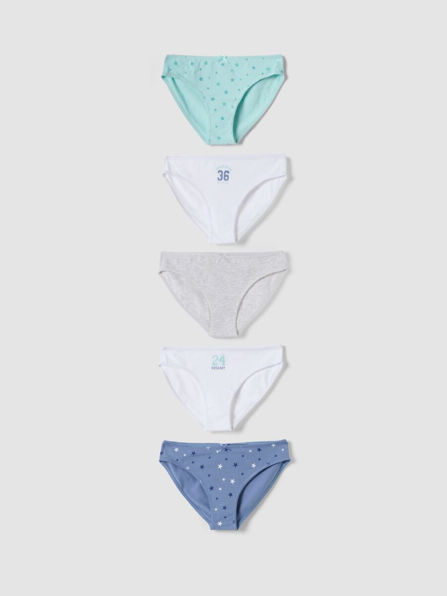 Multipack of five multicolour organic stretch-cotton briefs_0