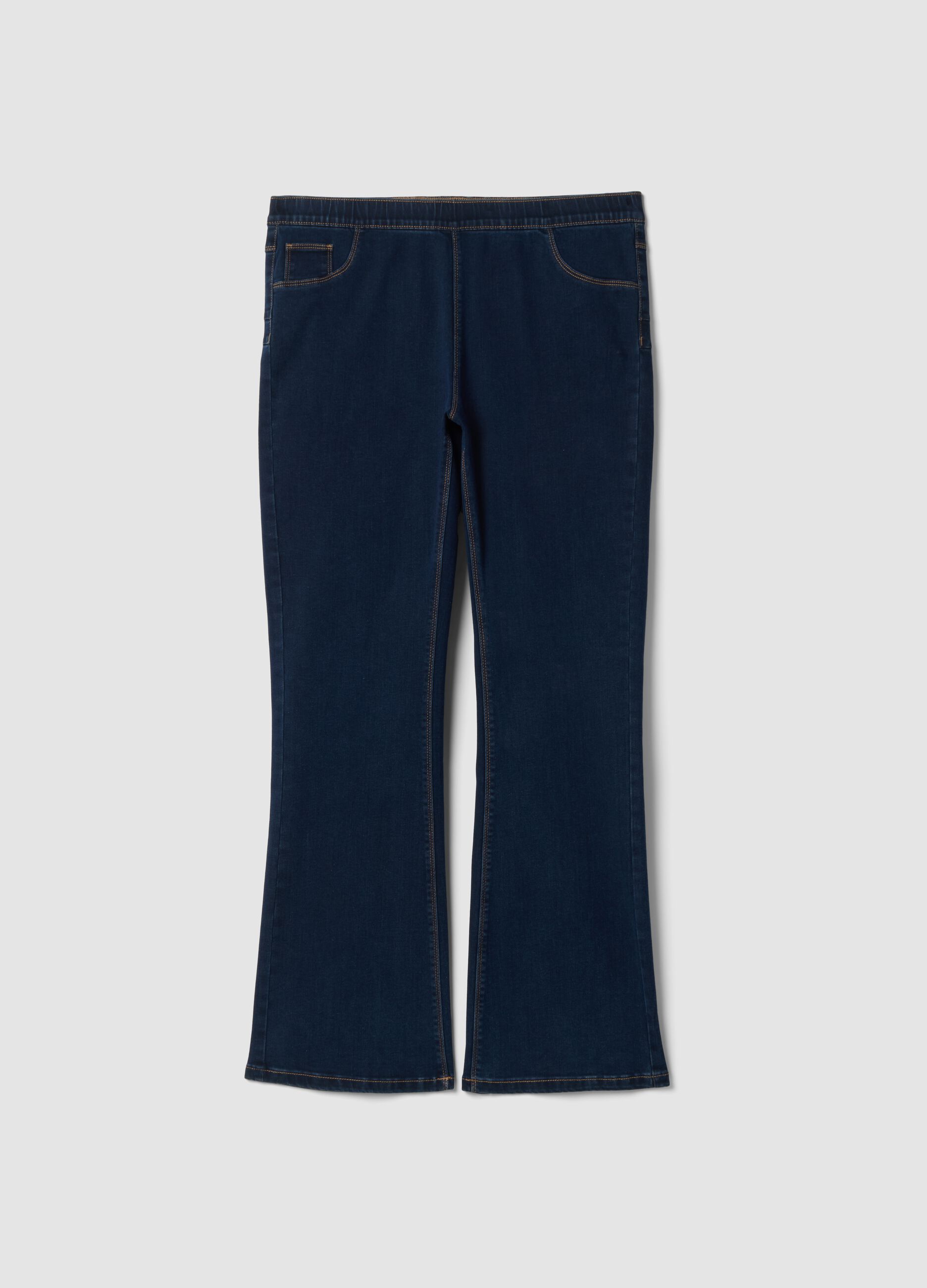 Dark blue denim bootcut jeans in stretch cotton and viscose blend