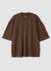 T-shirt marrone girocollo in puro cotone boxy fit_0