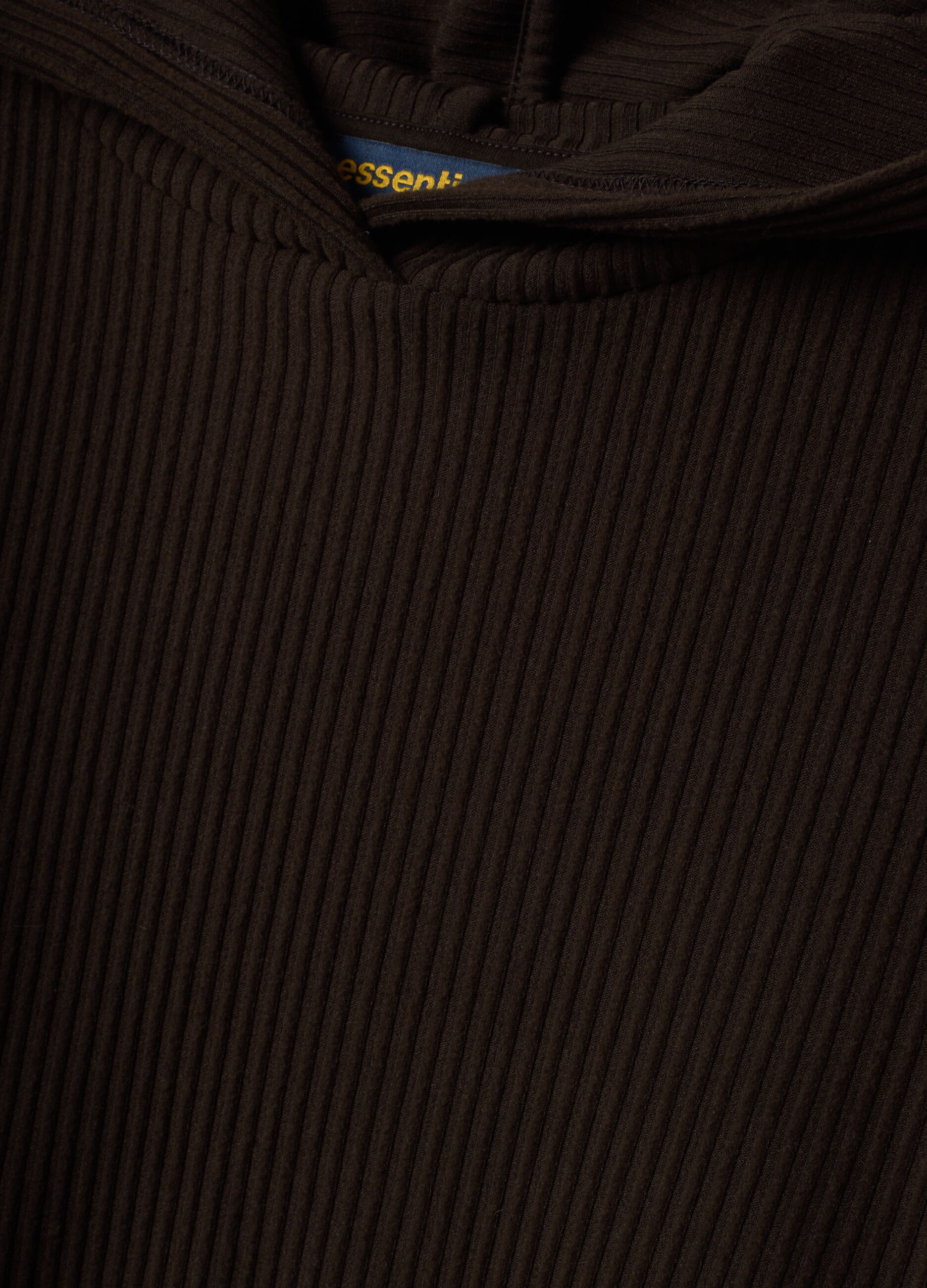 Brown ribbed stretch viscose hoodie, regular fit