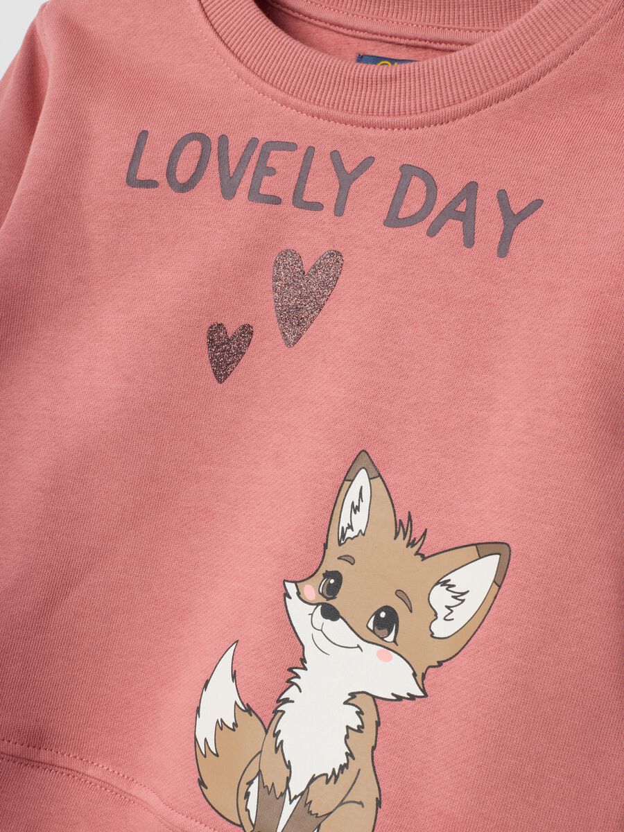 Pink pure cotton jogging set with fox print_3