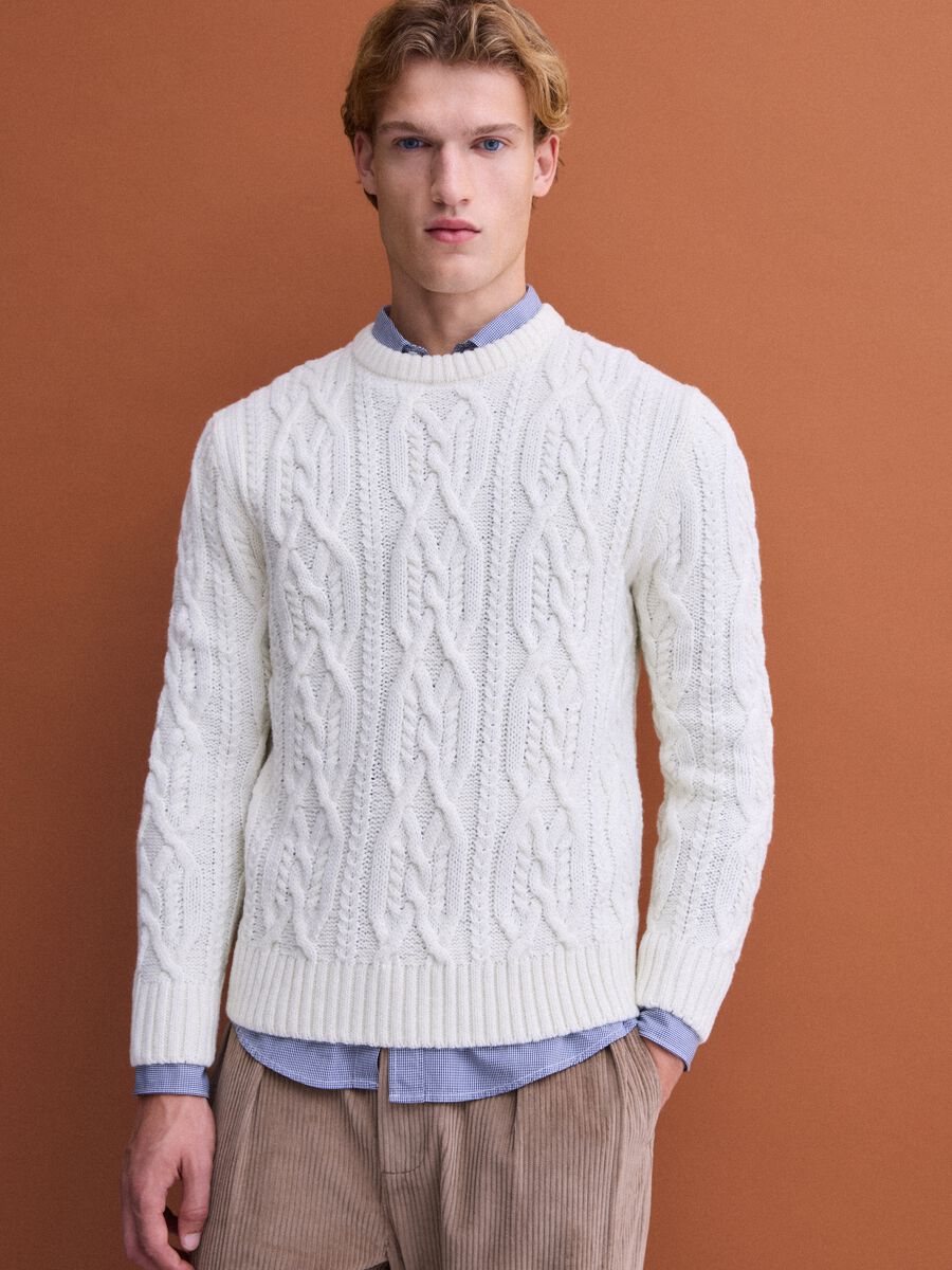 White regular-fit jacquard wool-blend jumper_0