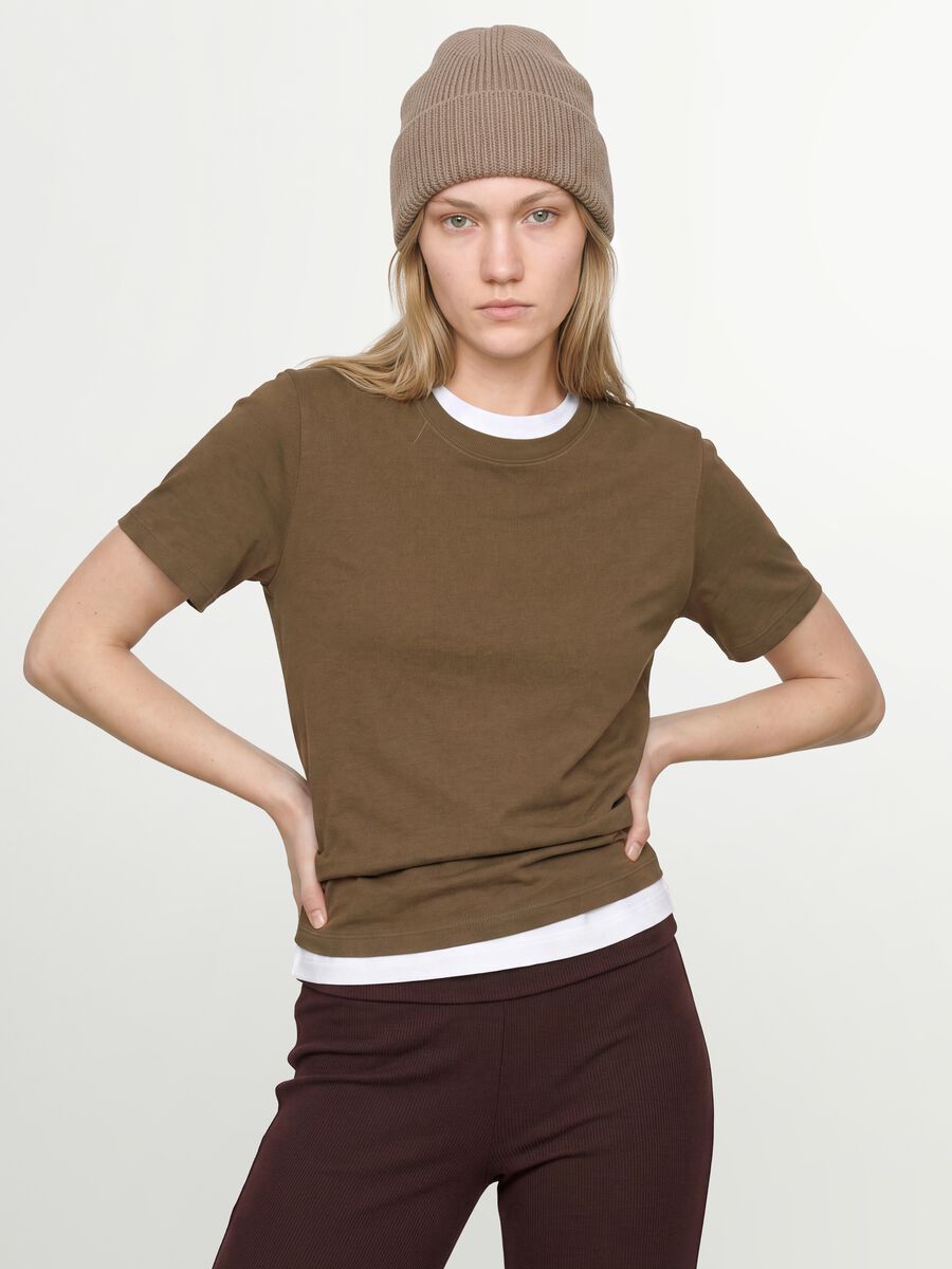 Green crew-neck T-shirt in pure organic cotton, regular fit_0
