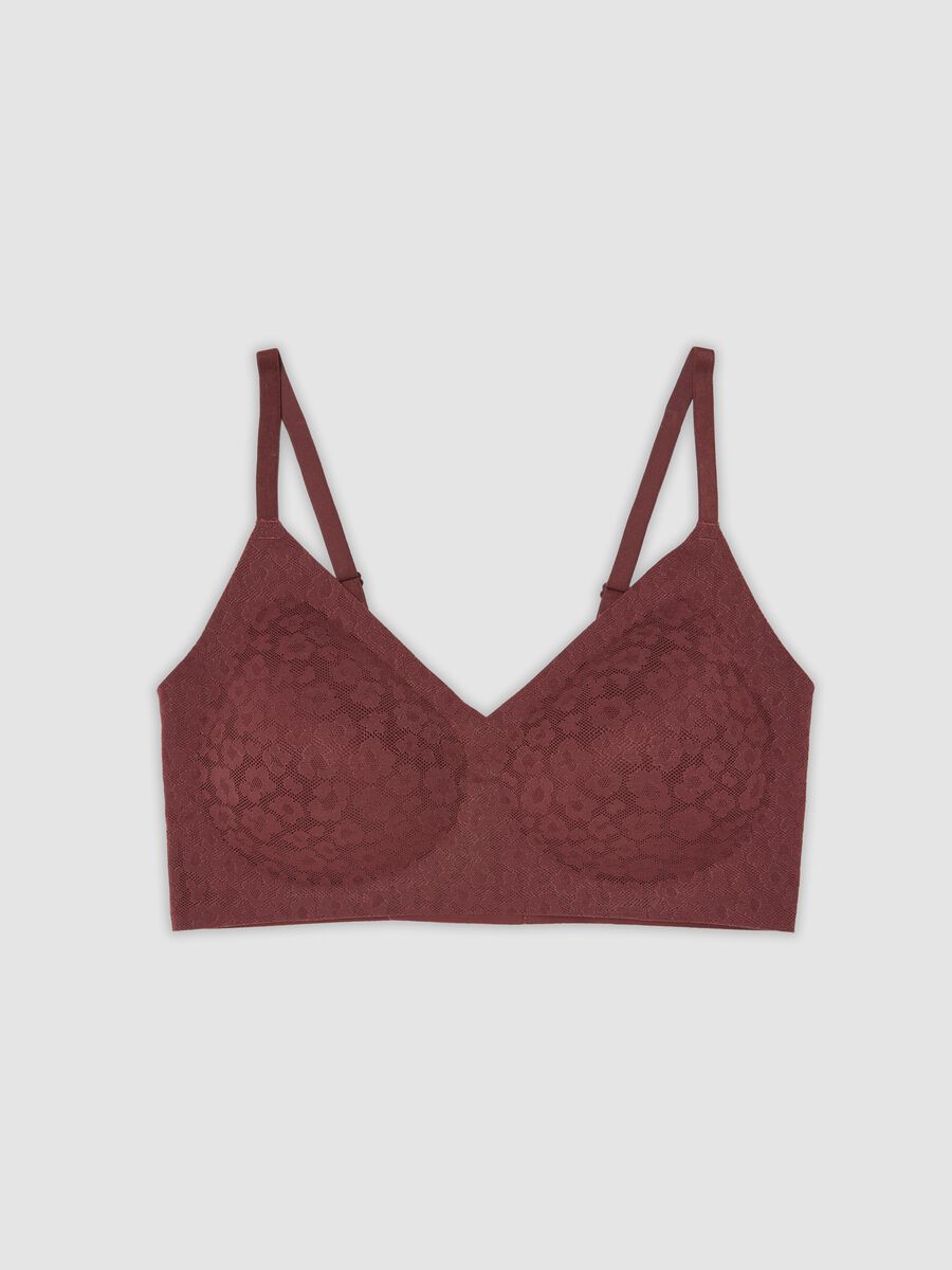 Red lace stretch-fabric bralette bra_4