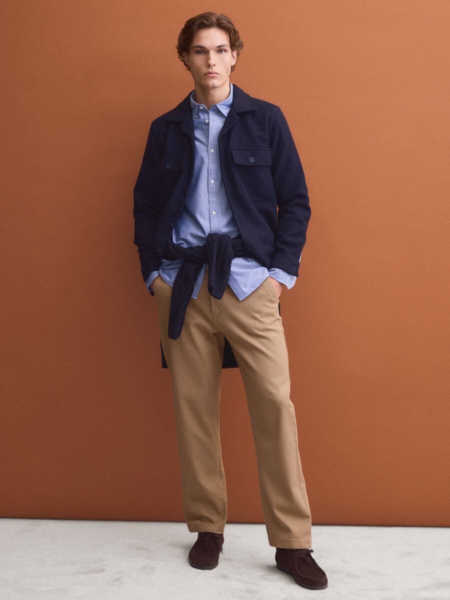 Blue wool and viscose-blend shacket with buttons, oversized fit_2