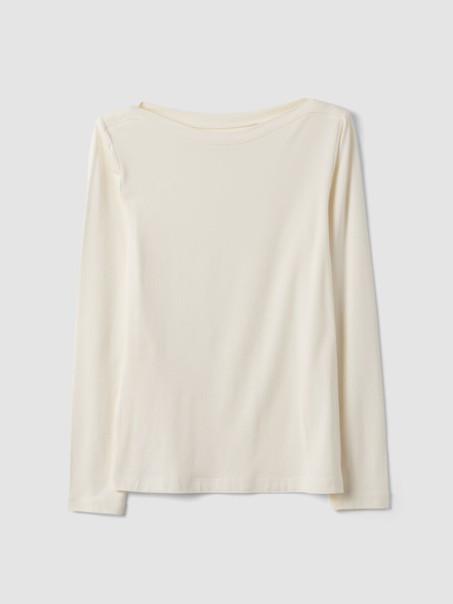 White stretch viscose slim-fit T-shirt_4
