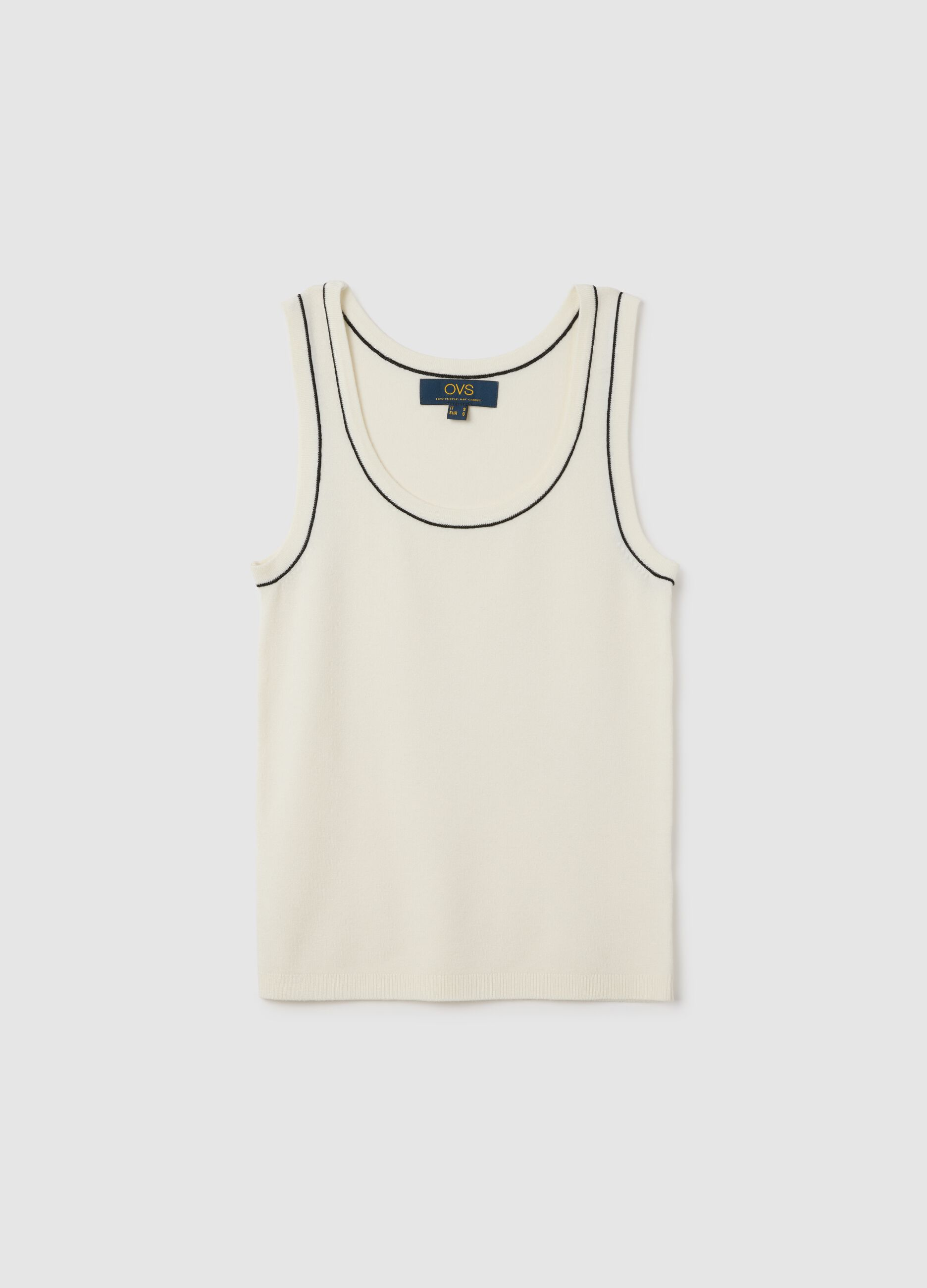 Women's white viscose blend top, regular fit