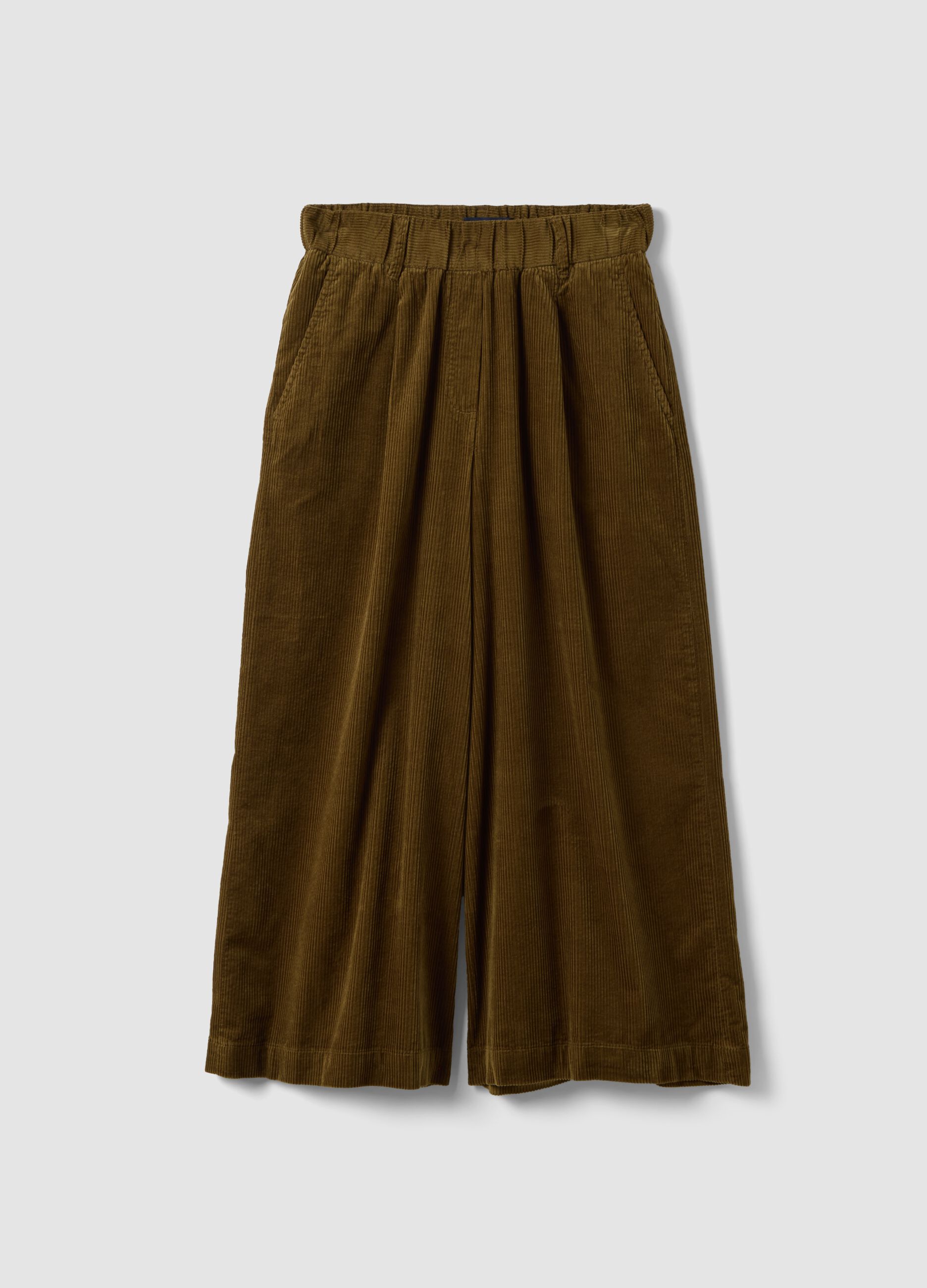 Pantaloni verdi in puro cotone a coste regular fit