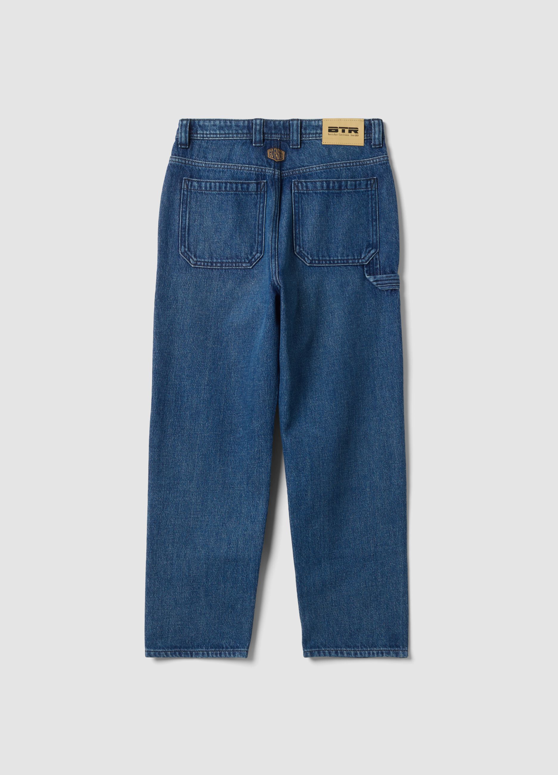 Blue pure cotton jeans with comfort-fit pockets