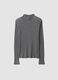 Grey ribbed lyocell and wool blend T-shirt, regular fit_0