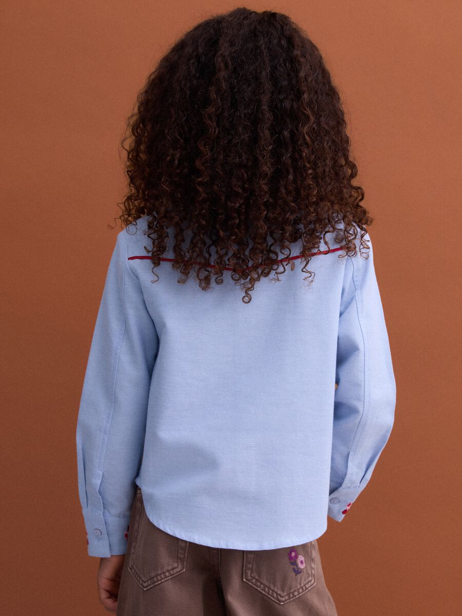 Light blue pure cotton shirt with floral embroidery_2